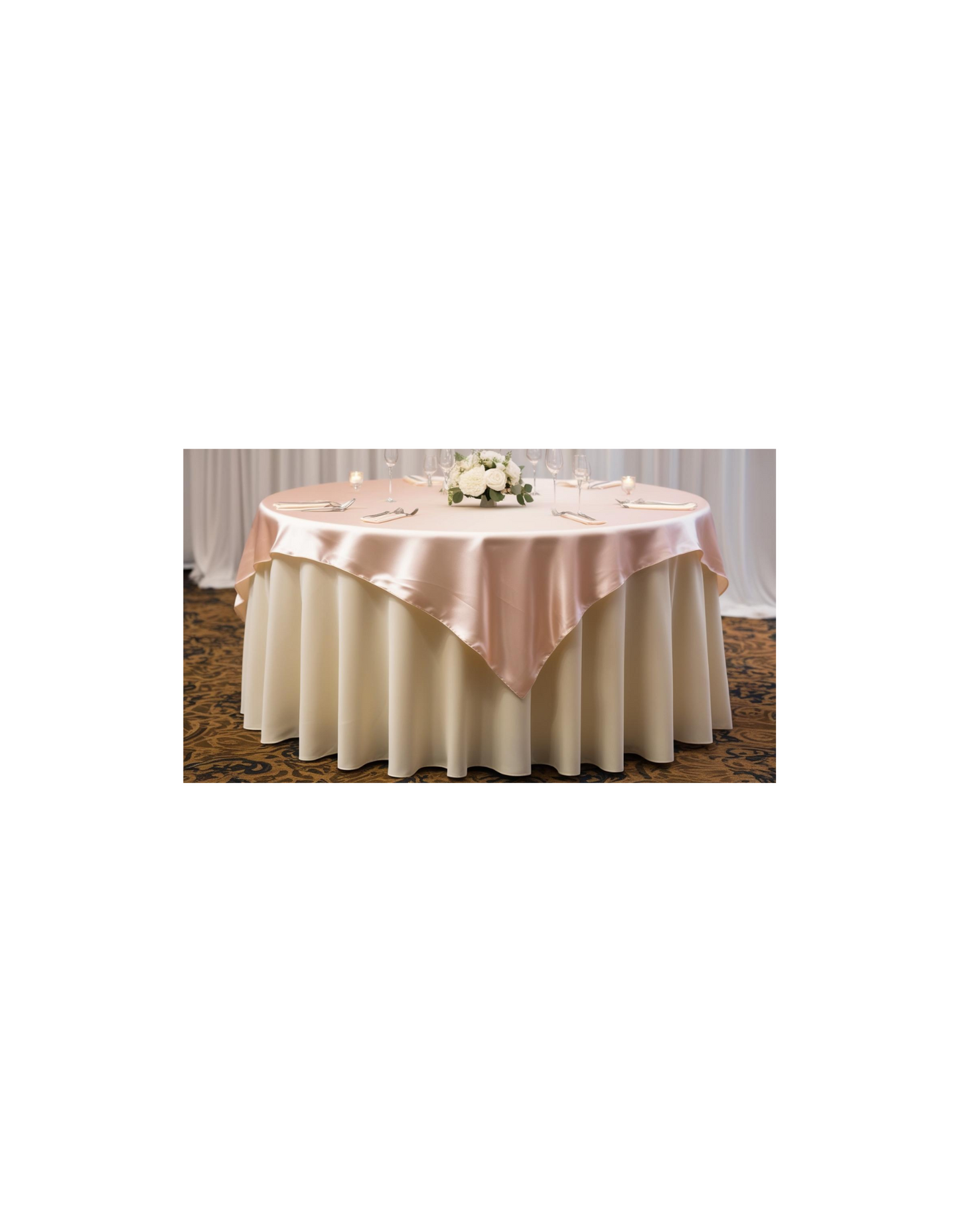 85x85 blush satin table squares