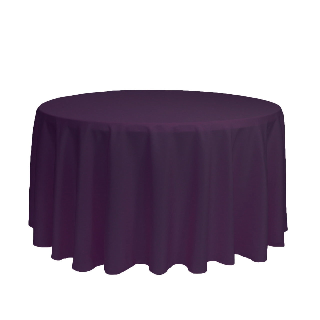 Linen - Eggplant Purple Table Cloth, Premium Polyester Round 120"