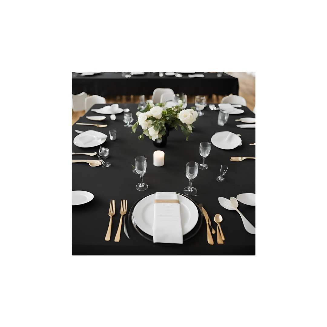 Linen - Black Table Cloth, Premium Polyester 8 ft Rectangle (60"x102")