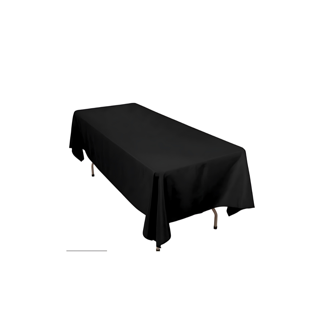 Linen - Black Table Cloth, Premium Polyester 8 ft Rectangle (60"x102")