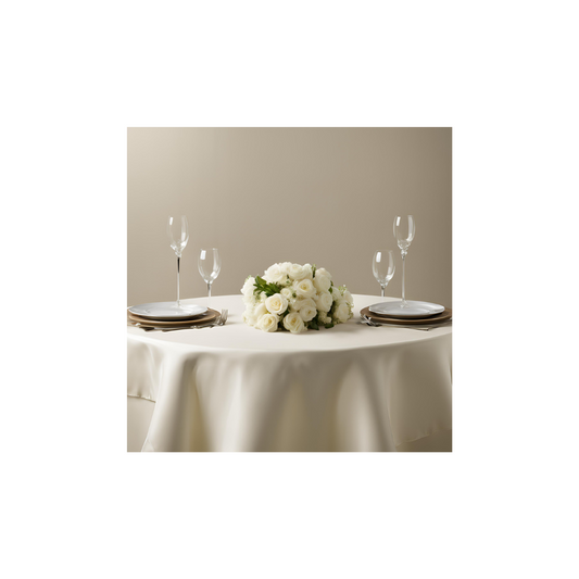 Linen - Ivory Table Cloth, Premium Polyester Round 120"