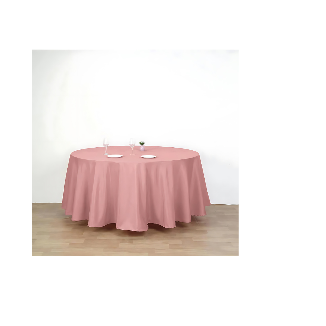 Linen - Dusty/Cinnamon Rose Table Cloth, Premium Polyester Round 120"