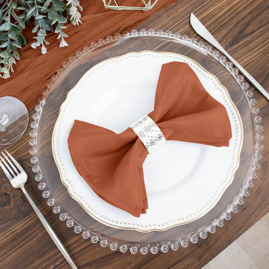 Napkins -Terra Cotta/Rust- Premium Satin Dinner Napkins