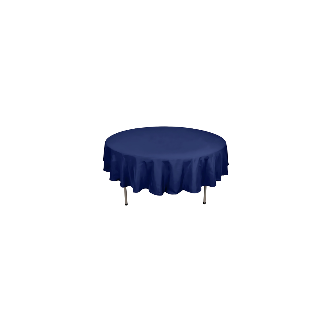 Linen - Navy Blue Table Cloth, Premium Polyester Round 90"