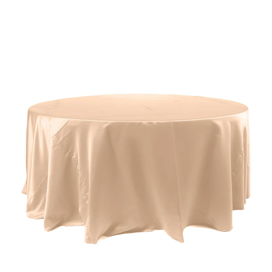 Linen - Nude Table Cloth, Premium Satin Round 120"