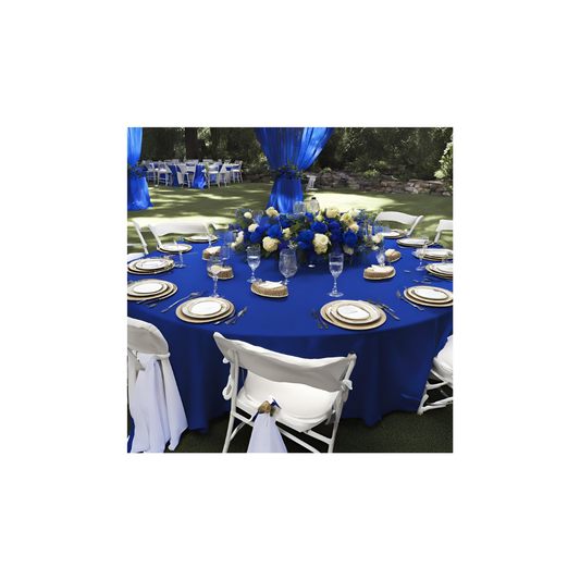 Linen - Royal Blue Table Cloth, Premium Polyester Round 90"