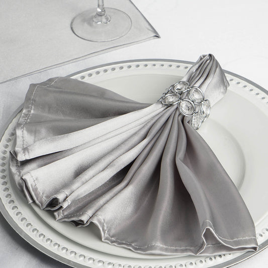 Napkins -Silver- Premium Satin Dinner Napkins