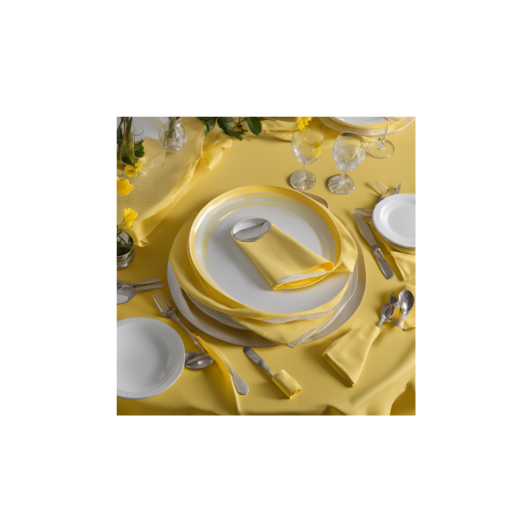 Linen - Sunshine Yellow Table Cloth, Premium Polyester Round 90"