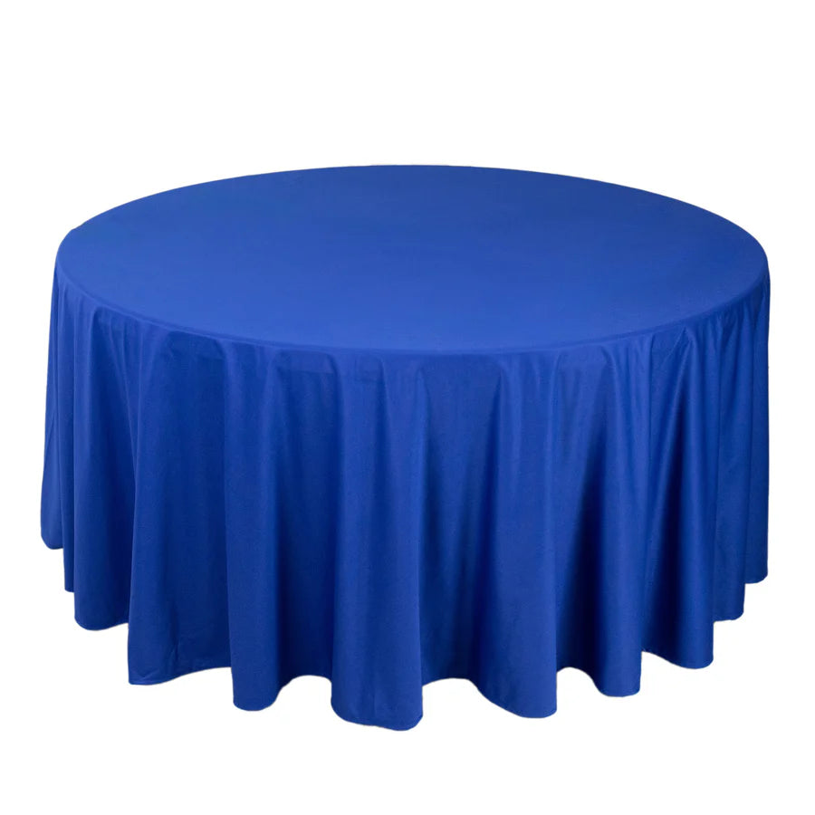 Linen - Royal Blue Table Cloth, Premium Polyester Round 90"