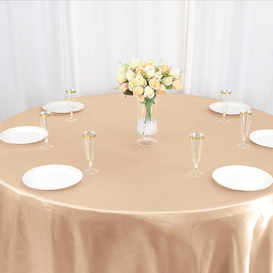 Linen - Nude Table Cloth, Premium Satin Round 120"