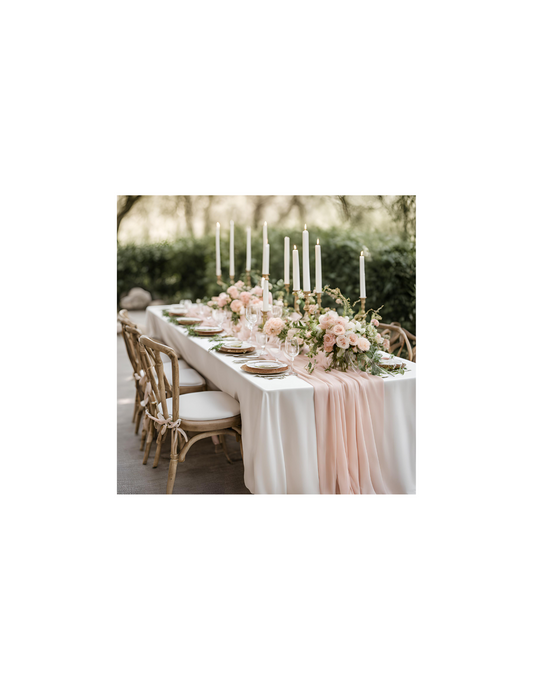 Peach sheer table runners