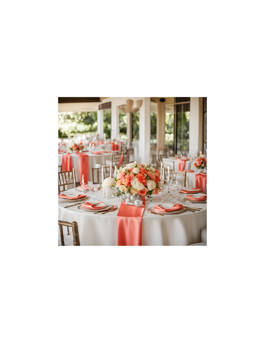 Coral satin table runners