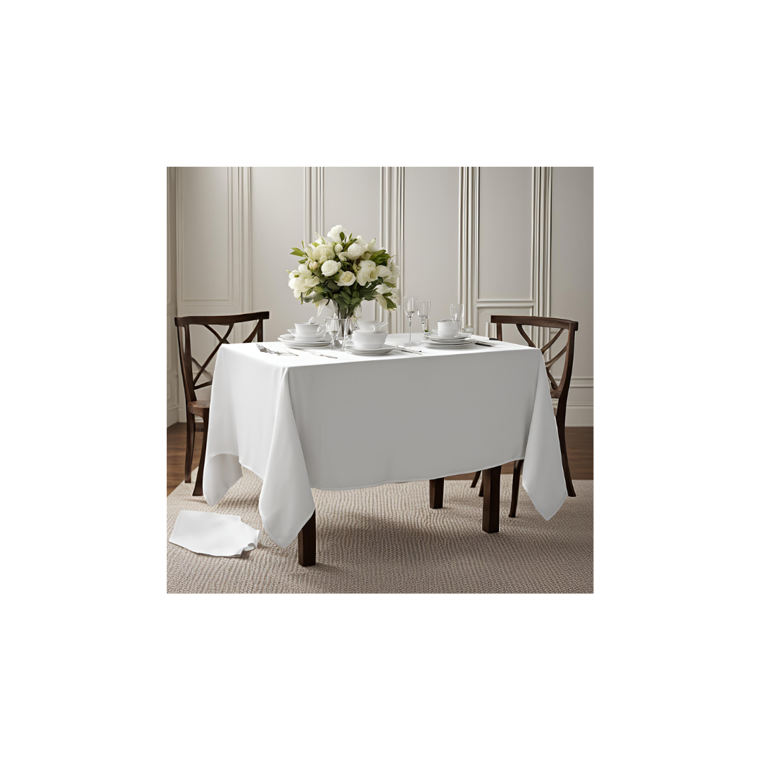 Linen - White Table Cloth, Premium Polyester Rectangle,(60"x102")