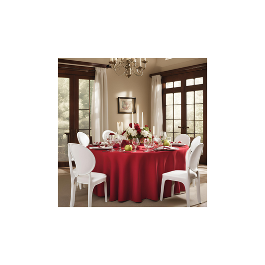 Linen - Apple Red Table Cloth, Premium Polyester Round 120"