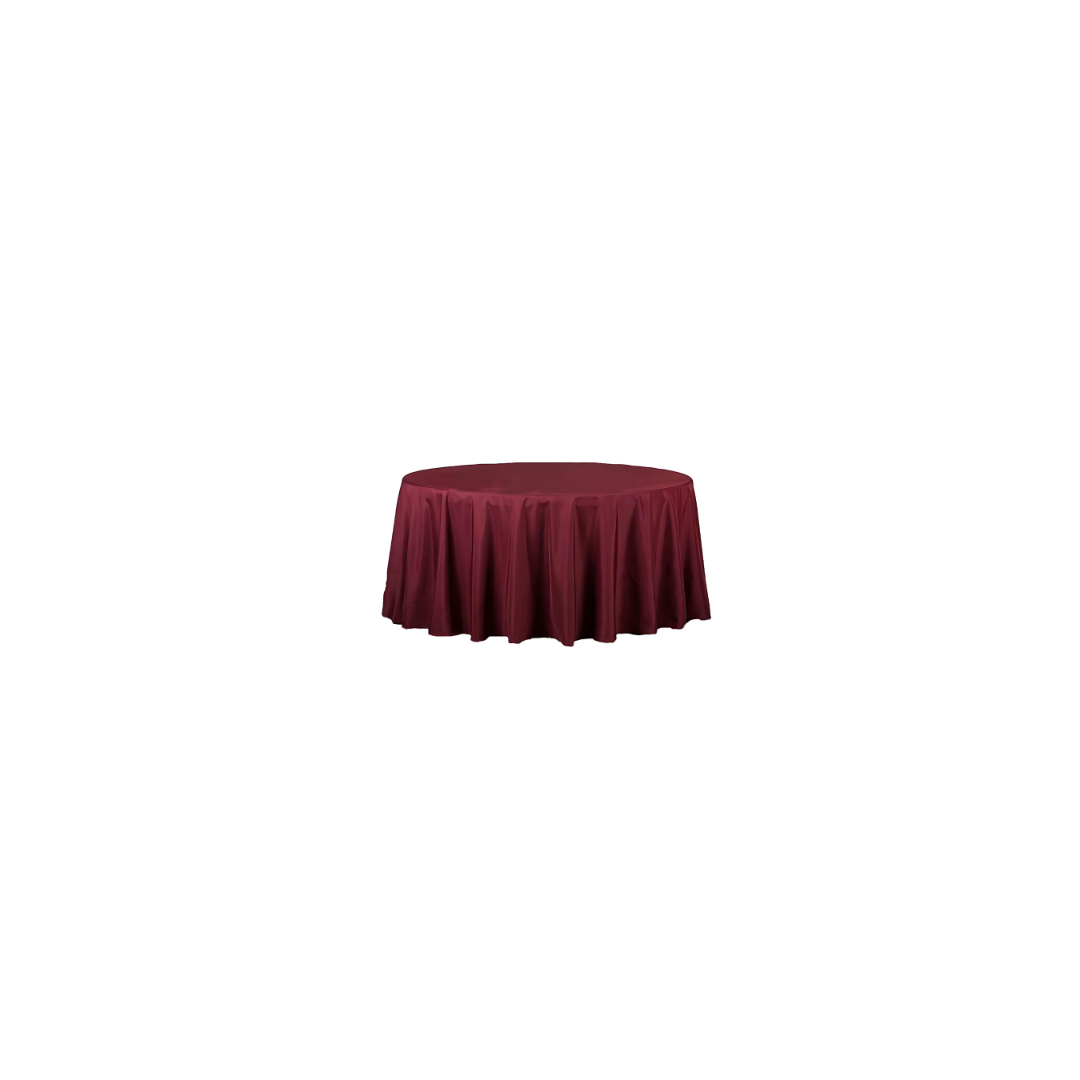 Linen - Burgundy Table Cloth, Premium Polyester Round 120"