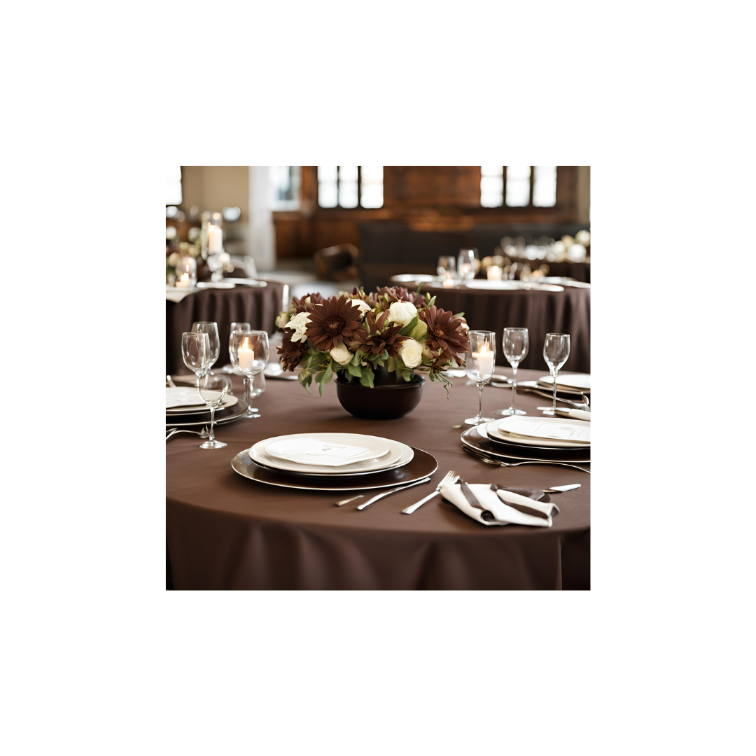 Linen - Chocolate Table Cloth, Premium Polyester Round 120"