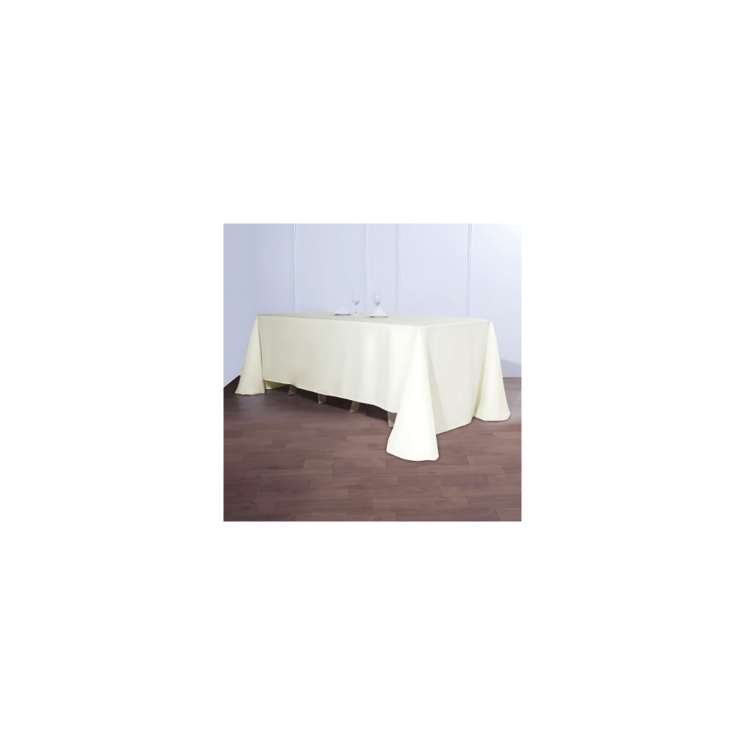 Linen - Ivory Table Cloth, Premium Polyester Rectangle 90"x156" (10ft)