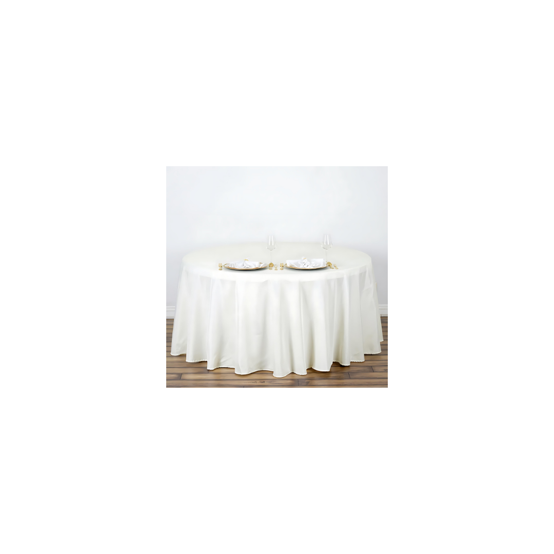 Linen - Ivory Table Cloth, Premium Polyester Round 120"