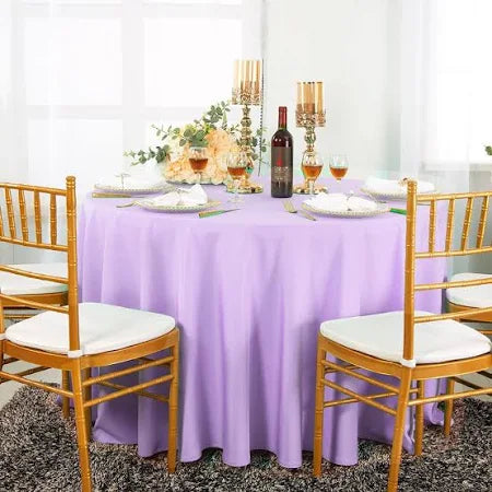 Linen - Lavender/Lilac Table Cloth, Premium Polyester Round 120"