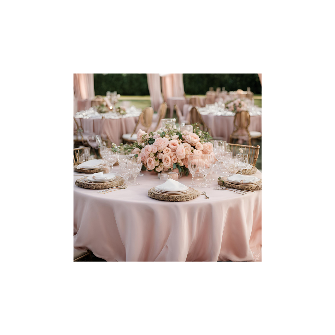 Linen -Blush Table Cloth, Premium Polyester Round 120"