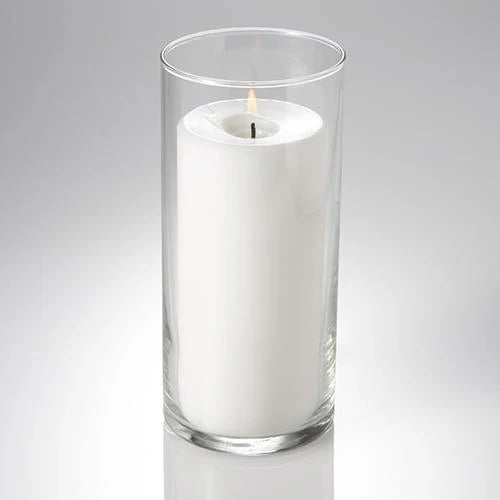 White Pillar Candles with Vase or Decor