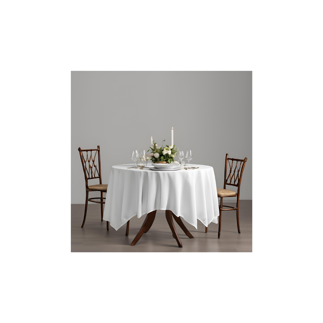 Linen - White Table Cloth, Premium Polyester Round, 90"