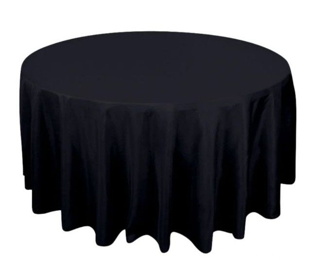 Linen - Black Table Cloth, Premium Polyester Round 90"