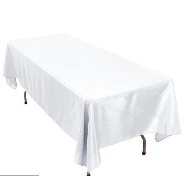 Linen - White Table Cloth, Premium Polyester Rectangle,(60"x102")