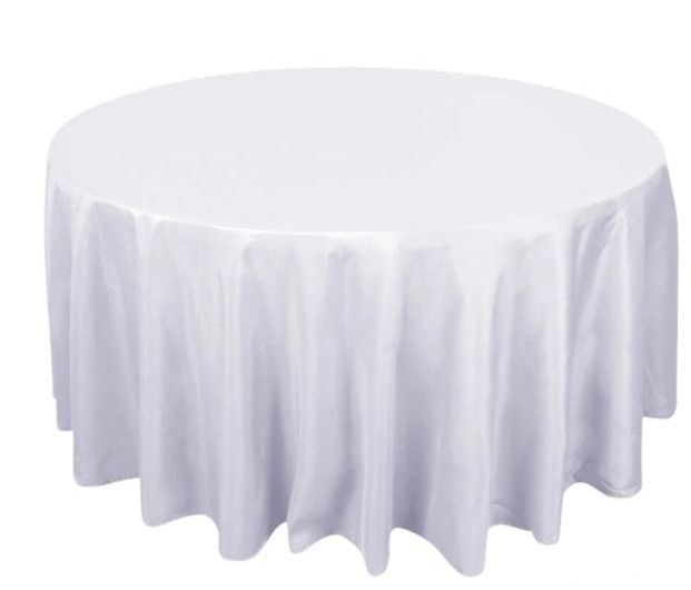 Linen - White Table Cloth, Premium Polyester Round, 90"